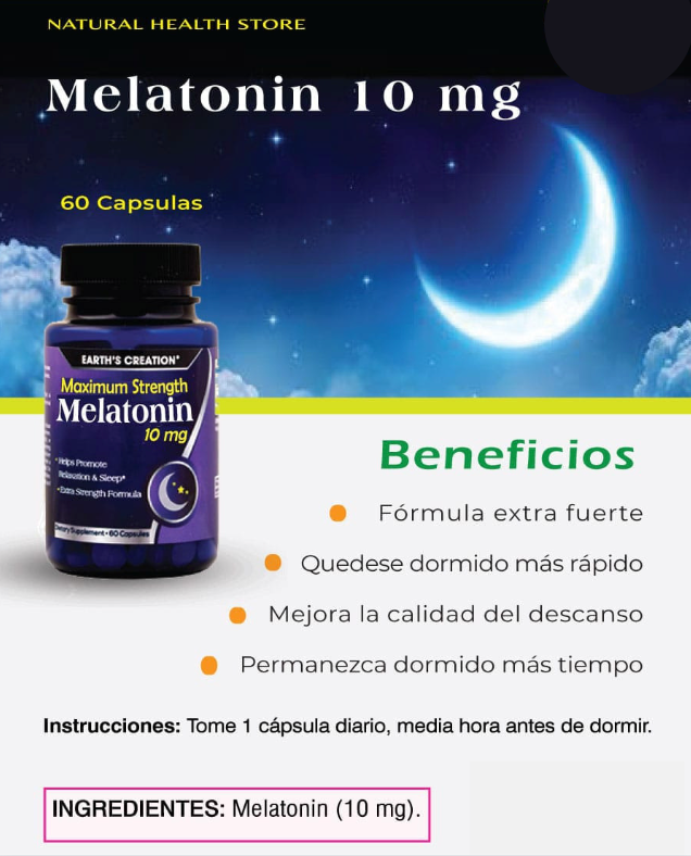 MELATONINA 10MG 60 caps CALIDAD DE SUEÑO