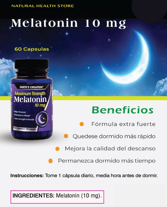 MELATONINA 10MG 60 caps CALIDAD DE SUEÑO