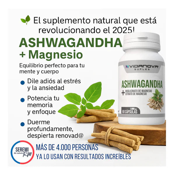 Ashwagandha + Magnesio 1000mg 60 CAPS
