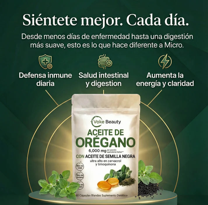 Aceite de Oregano Elimina Hongos Virus e Infecciones (60 Capsulas)