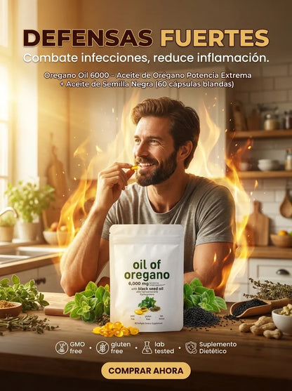 Aceite de Oregano Elimina Hongos Virus e Infecciones (60 Capsulas)